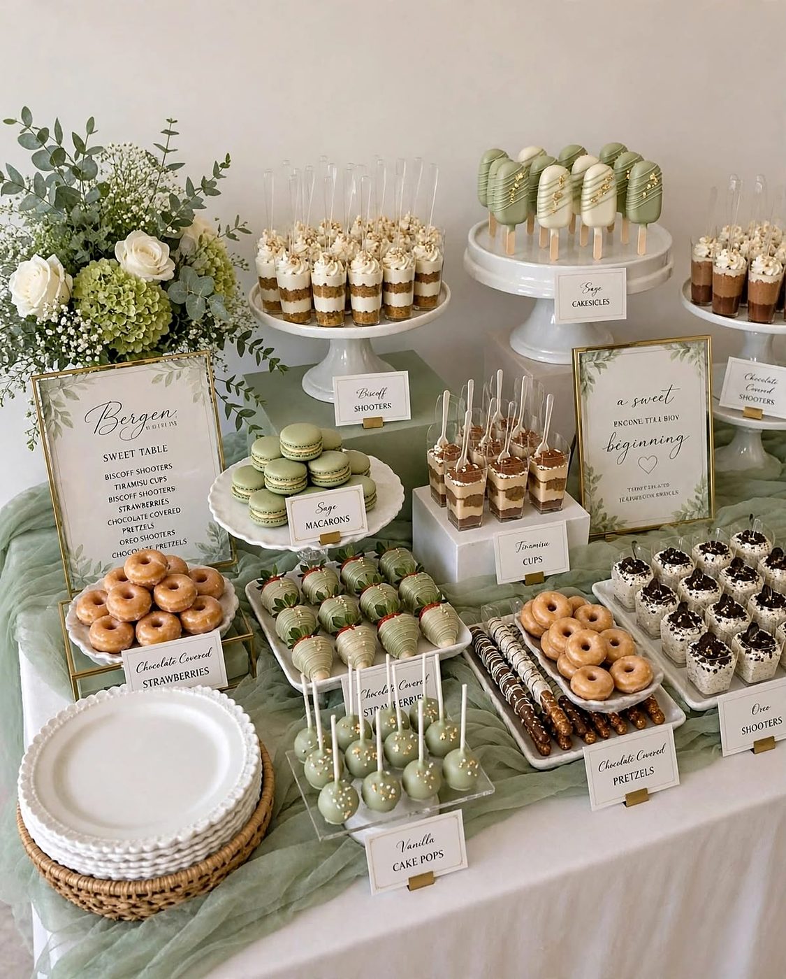 Mesa de catering con dulces y bocados